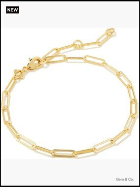 Gold Paperclip Link Bracelet 6.5" Extender Chain Women's Fashion Jewelry